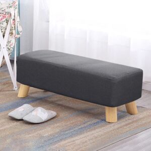 Livingandhome - Grey Rectangular Footrest with Solid Wooden Legs