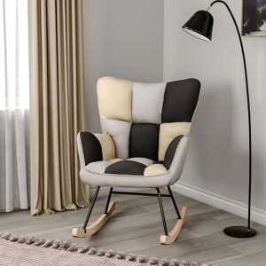 Livingandhome - Modern Linen Upholstered Rocking Chair,Three Color