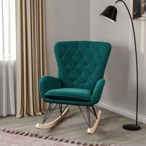 Livingandhome - Modern Velvet Upholstered Rocking Chair,Green