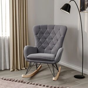 Livingandhome - Modern Velvet Upholstered Rocking Chair,Grey