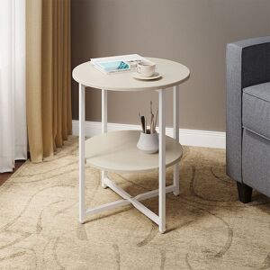 LIVINGANDHOME Small Round Coffee Table with 2 Tier