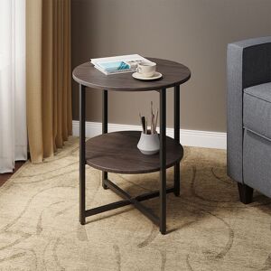 LIVINGANDHOME Small Round Coffee Table with 2 Tier