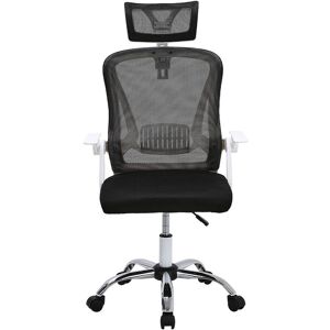 Livingandhome - Swivel Office Chair with Headrest-White