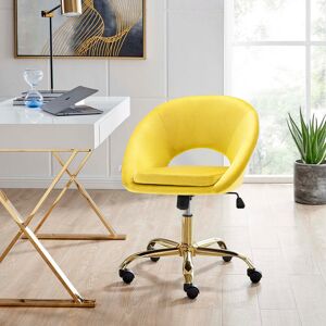 Livingandhome - Velvet Swivel Office Chair Height Adjustable for Home Office