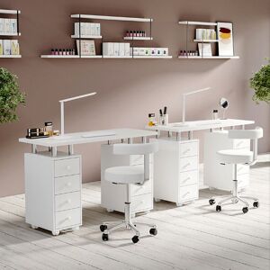 Livingandhome - White 8-Drawer Manicure Nail Table Salon Beauty Station