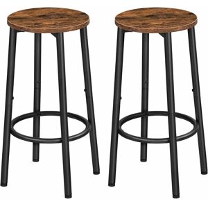 HOOBRO Bar Stools Set of 2, Breakfast Bar Stools for Kitchen, Round Bar Chairs with Footrest, Pub Stools, Sturdy Metal Frame, for Dining Room, Kitchen,