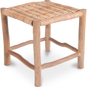 PRIVATEFLOOR Square Rattan Stool - Boho Bali Style - Small - Senay Natural wood Teka, Rattan - Natural wood