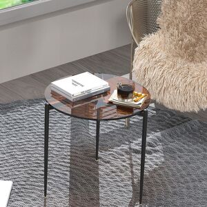 UNHO Luxury Coffee Table Sofa Side Table Thick Tempered Glass Top Lounge Living Room, Tea Colour