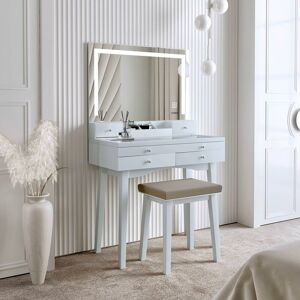 Carme Home - Madison Grey Dressing Table with Large Mirror Framed with led Light - Grey