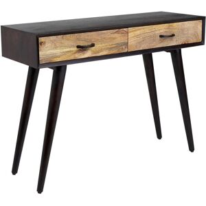 BELIANI Mango Wood Console Table 2 Drawers Wooden Legs Frame Dark Wood Arabes - Dark Wood