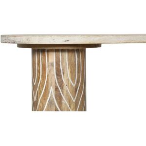 URBAN DECO Mango Wood Double Pedestal Console Table, Hand Carved Indian Wood in White Washed Finish - white