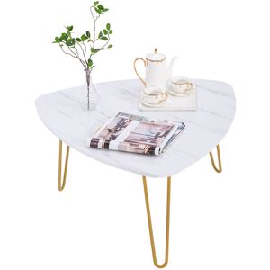 Famiholld - Marble Iron Feet Coffee Table Side 2 Sets (31.89 x 31.89 x 16.93) White
