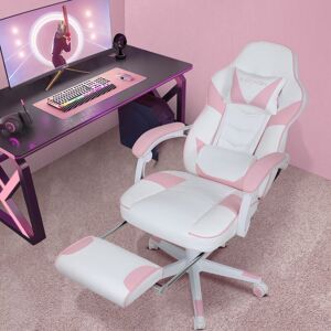 Puluomis - Massage Gaming Chair, pu Leather Executive Office Chair, Recliner Swivel Chairs, with Footrest and Lumbar Support, Pink - Pink