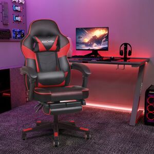 Puluomis - Massage Gaming Chair, pu Leather Executive Office Chair, Recliner Swivel Chairs, with Footrest and Lumbar Support, Red - Red