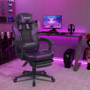 Puluomis - Massage Gaming Chair, pu Leather Executive Office Chair, Recliner Swivel Chairs, with Footrest and Lumbar Support, Purple - Purple