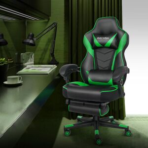Puluomis - Massage Gaming Chair, pu Leather Executive Office Chair, Recliner Swivel Chairs, with Footrest and Lumbar Support, Green - Green