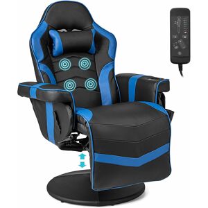 Costway - Massage Video Gaming Recliner Chair Ergonomic High Back Office Chair Adjustable