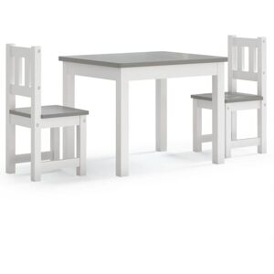 BERKFIELD HOME Mayfair 3 Piece Children Table and Chair Set White and Grey mdf