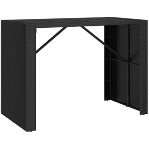 BERKFIELD HOME Mayfair Bar Table with Glass Top Black 145x80x110 cm Poly Rattan