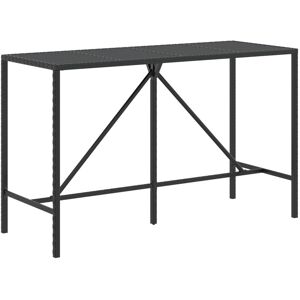 BERKFIELD HOME Mayfair Bar Table with Glass Top Black 180x70x110 cm Poly Rattan