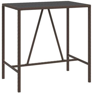 BERKFIELD HOME Mayfair Bar Table with Glass Top Brown 110x70x110 cm Poly Rattan