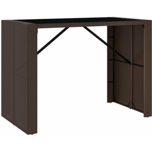 BERKFIELD HOME Mayfair Bar Table with Glass Top Brown 145x80x110 cm Poly Rattan