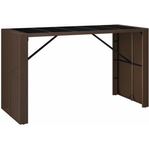 BERKFIELD HOME Mayfair Bar Table with Glass Top Brown 185x80x110 cm Poly Rattan