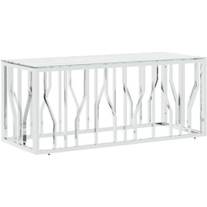 BERKFIELD HOME Mayfair Coffee Table Silver 110x45x45 cm Stainless Steel and Glass