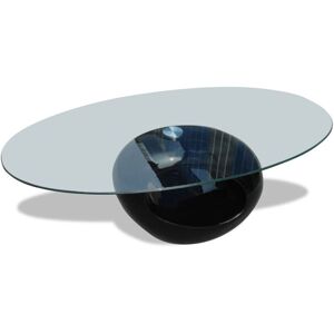 BERKFIELD HOME Mayfair Coffee Table with Oval Glass Top High Gloss Black