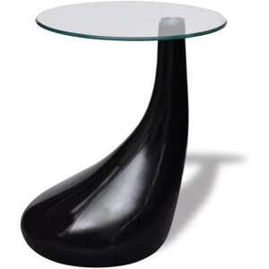 BERKFIELD HOME Mayfair Coffee Table with Round Glass Top High Gloss Black