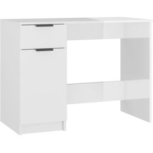 BERKFIELD HOME Mayfair Desk High Gloss White 100x50x75 cm Engineered Wood