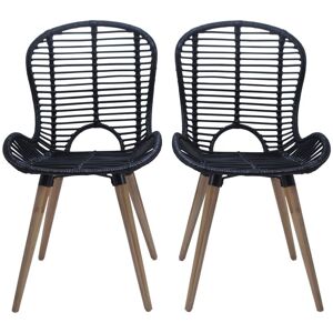 Berkfield Home - Mayfair Dining Chairs 6 pcs Black Natural Rattan