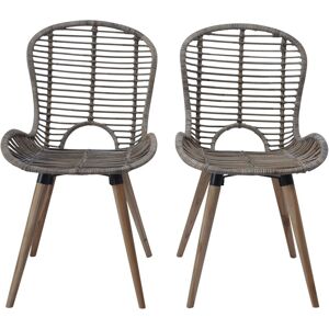 Berkfield Home - Mayfair Dining Chairs 6 pcs Brown Natural Rattan