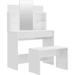 BERKFIELD HOME Mayfair Dressing Table Set High Gloss White 96x40x142 cm