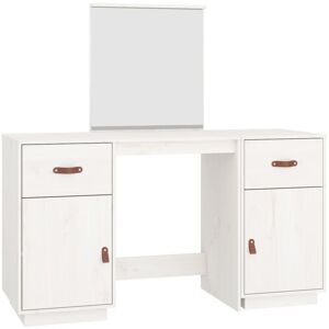 BERKFIELD HOME Mayfair Dressing Table Set with a Mirror White Solid Wood Pine