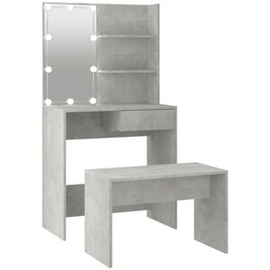 BERKFIELD HOME Mayfair Dressing Table Set with LED Concrete Grey Engineered Wood