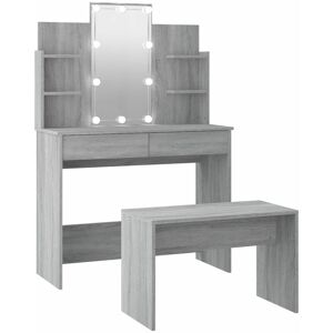 BERKFIELD HOME Mayfair Dressing Table Set with led Grey Sonoma Engineered Wood