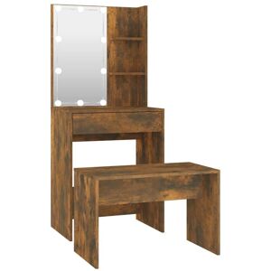 Berkfield Home - Mayfair Dressing Table Set with led Smoked Oak Engineered Wood