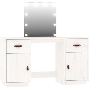 BERKFIELD HOME Mayfair Dressing Table Set with led White Solid Wood Pine