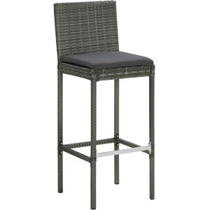 BERKFIELD HOME Mayfair Garden Bar Stools with Cushions 4 pcs Grey Poly Rattan