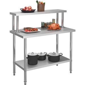 Berkfield Home - Mayfair Kitchen Work Table with Overshelf 120x60x120 cm Stainless Steel