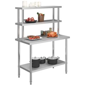 Berkfield Home - Mayfair Kitchen Work Table with Overshelf 120x60x150 cm Stainless Steel