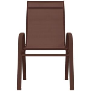 BERKFIELD HOME Mayfair Stackable Garden Chairs 4 pcs Brown Textilene Fabric