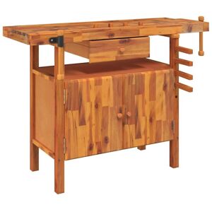 Berkfield Home - Mayfair Workbench with Drawer and Vices 124x52x83 cm Solid Wood Acacia