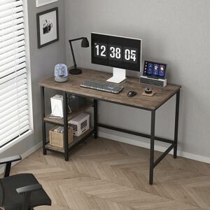 Mcc Direct - Computer Desk with 2 Shelves on Left or Right for Office Home Study Writing 100cm distressed grey