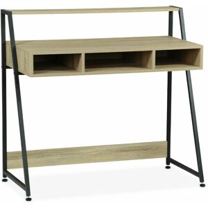 SWEEEK Metal and wood-effect desk, 100x48x94.5cm, Loft, Black - Natural