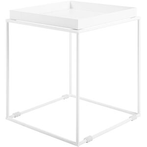 BELIANI White Side Table Square Powder Coated Metal Slim Legs Tray Table Top Saxon - White