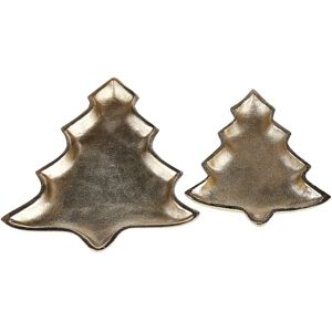 BELIANI Metal Trinket Dish Set of 2 Accessory Chrismas Tree Jewellery Tray Gold Banten - Gold