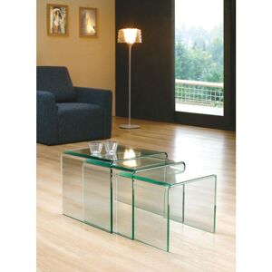 MODERN FURNITURE DIRECT Milan Glass Nest of Tables [Clear Glass]