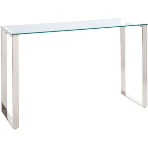 BELIANI Modern Console Table Stainless Steel Frame Glass Top Silver Tilon - Silver